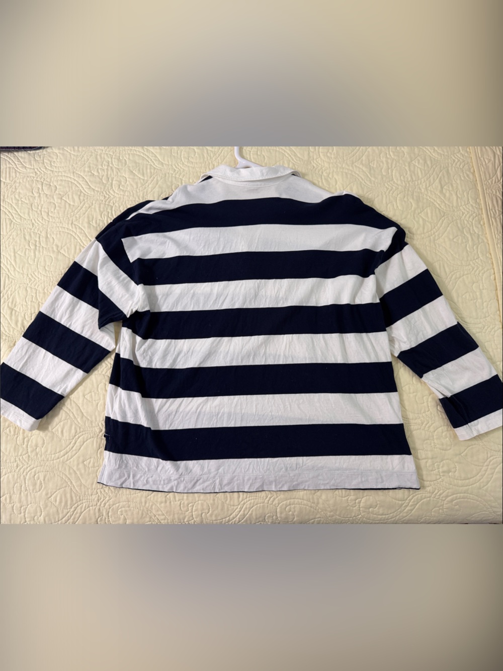 Old Navy Women's Navy & White Striped Rugby Polo - Picture 2 of 3